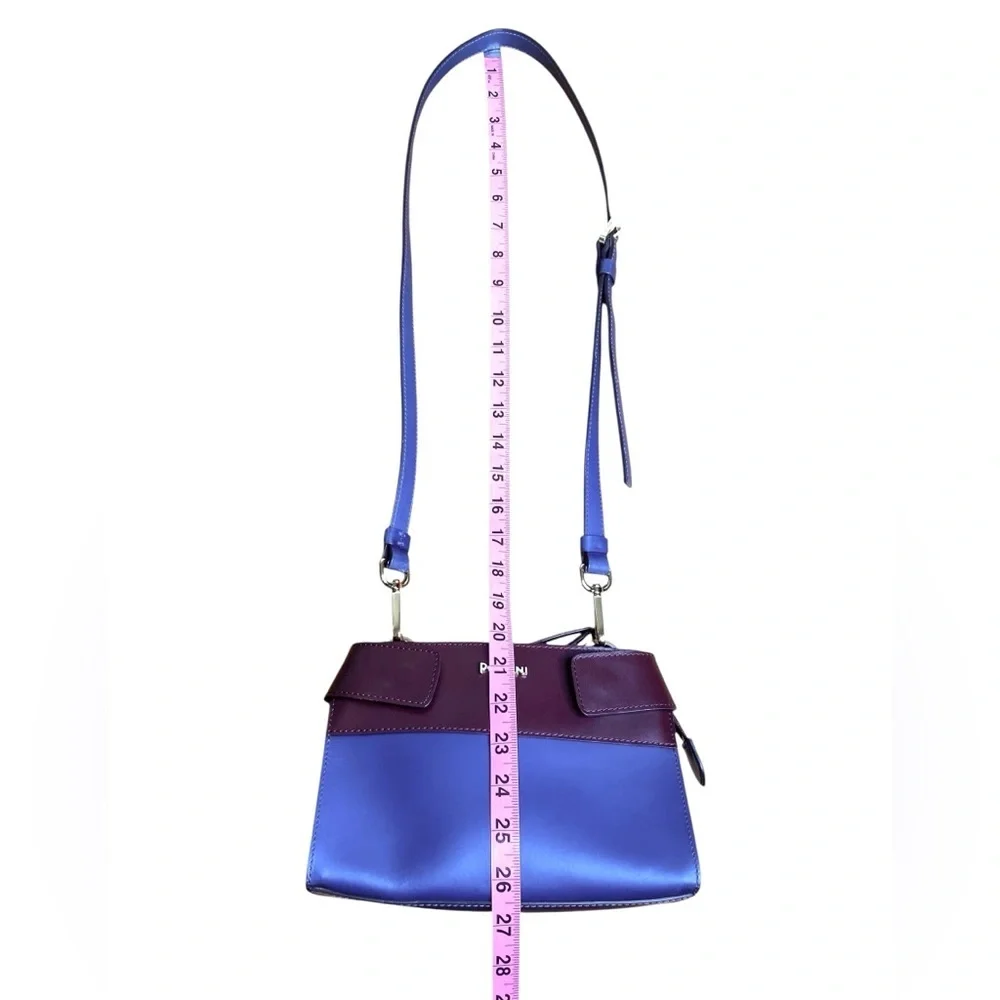 Pollini Brown & Blue Crossbody Satchel Bag